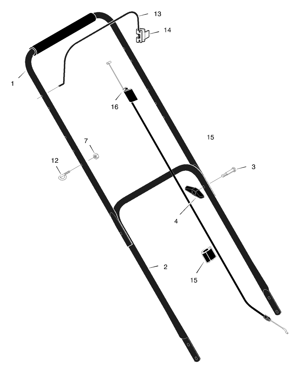 Handle Assembly Diagram and Parts List for 20415X8D 2001 Briggs and Stratton Lawn Mower